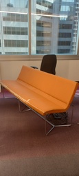 [#B7-31] 6' vinyl leather seating in orange, yellow, brown, green *all have peeling (email for addtl. photos)