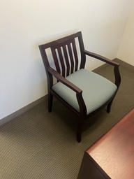 [#B9-19] Wood back guest chair, blue seat 