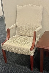 [#B9-30] Guest Chair - cream color, wood trim, upholstered