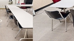 [#B8] Black Leather Guest Chair, Metal Frame