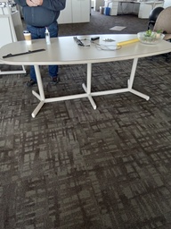 [#C6-Item ID 004698] Small white conference table 