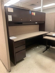 [#E9-43] 75" credenza with hutch and 3-drawer hanging pedestal