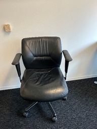 [#B13] Black Leather Rolling Chair