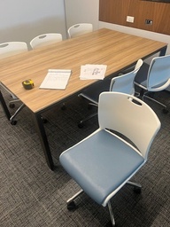 [#B8-63] ROLLING CHAIR, BLUE LEATHER SEATS