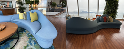[#B7-9] 2 Piece S-Shape Blue Sofa