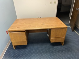 [#E4-59] 7' Light Wood Double Pedestal Desk