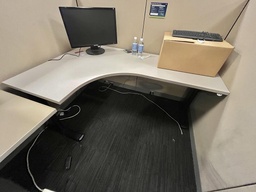 [#E10-43] L-shaped Height Adjustable Desk (RH) - white