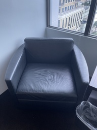 [#B12-1258] Blue Leather Lounge Chair