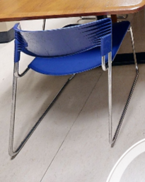 [#B8-7] Blue plastic kitchen chair