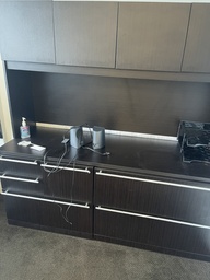 [#D5-1265] Black Credenza with Glass