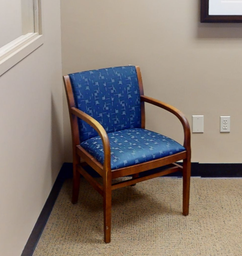 [#B9-3] Blue patterned with arms guest chair