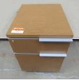 [#D17-33] MOBILE PEDESTAL, BF, WOOD W/ GRAY METAL PULLS