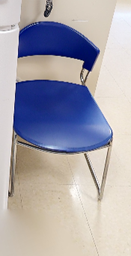 [#B8-19] Blue no arms metal side chair