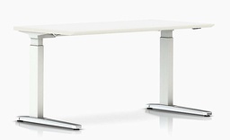 [#E1-43] ELEC. HEIGHT ADJ TABLE,  29X66 WHITE/SILVER BASE