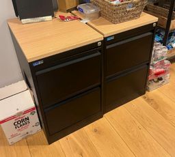 [#D16] Black 2 Drawer Pedestals