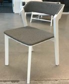 [#B4-31] DINING CHAIRS - BLACK/WHITE FABRIC W/ WHITE FRAME