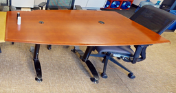 [#C6-15] Conference table, brown wood top