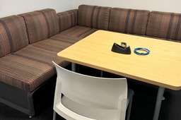 [#B7-05_4] Lounge Sofa 3-seat corner with 2-seat Lounge brown striped