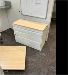 [#D10-219] 4 drawer metal with wooden top unit 