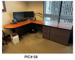 [#E6-58] L-SHAPE DESK WITH BULLET TABLE