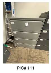 [#D10-111] 4 DRAWER LATERAL FILE CABINET - LIGHT GREY