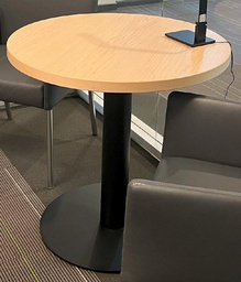 [#C2-31_6] Round Side Table - 30 D maple with black frame