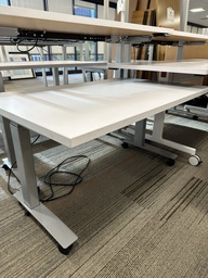[#E10-34] White, Mobile Sit-Stand Desk