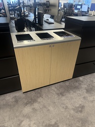 [#G4-1] 3-Slot Wooden Waste Bins 36”L X 32”H X 22”D