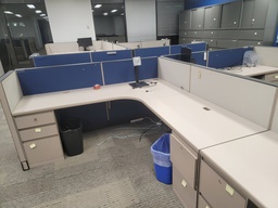 [#E6-118] L shape desk-blue