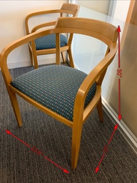 [#B8-22] Wooden Arm Chair with Blue Cushions (22.5x21x30)