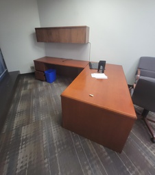 [#E9-470] L shape wood desk 