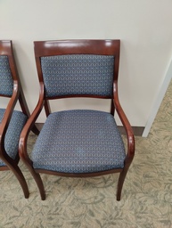 [#B8-113] Wood Chair Blue Fabric