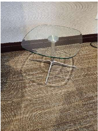 [#C3-71] Square Glass Table, Metal Base