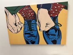 [#J2-6] Blue Shoes being tied