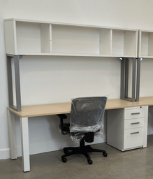 [#E2-12] Metal Desk with overhead (photo as reference)