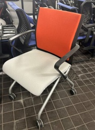 [#B4-11] Folding Chair with Wheels - Red and Grey
