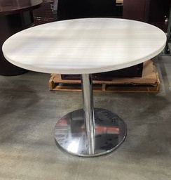 [#C2-19] White round table with chrome base