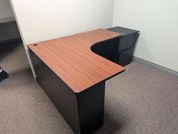 [#E6-8] dark oak L shape desk