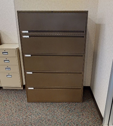 [#D12-6] Filing Cabinet - 5 Drawer, Brown
