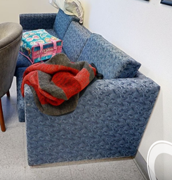 [#B6-8] 3 seat blue paisley couch