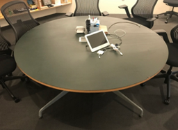 [#C4-4] Dark green round table (66")