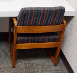 [#B9-3] Striped guest chair, wood