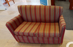 [#B6-10] Red striped couch, small