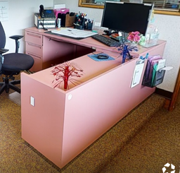 [#E6-14] L-shaped desk pink