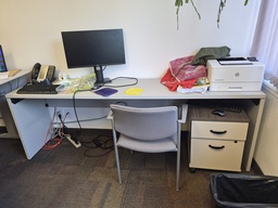 [#E2-19] Left Handed desk, wood with ped