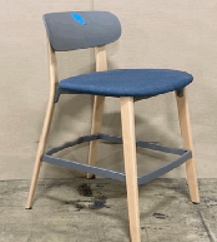 [#B1-28] Zones Side Stool, 4-Wood Legs, No Arms, Plastic Back, Bar Height