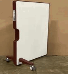 [#F4-50] Mobile Markerboard, Magnetic Glass Front-Back, Left Handle Position, 42Wx66H