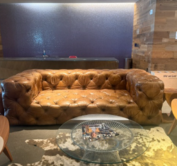 [#B7-120] Tufted Brown Leather Couch