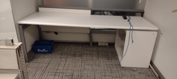 [#E3-50] Haworth Desk + 2-Shelf Bookcase, Wood, Metal, 84x32"