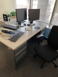 [#E4-46] White Top Desk - 2Ped/Drawer 5'5''